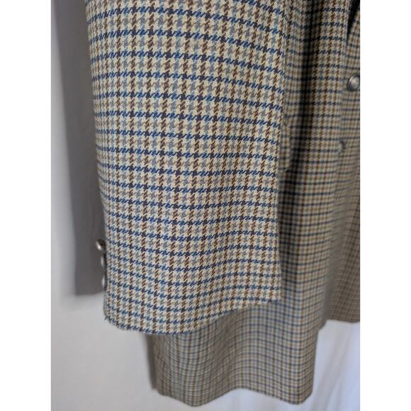 Raspinni uomo Houndstooth Plaid 6 Button 46L Wool Blazer Brown/Blue - Picture 3 of 15
